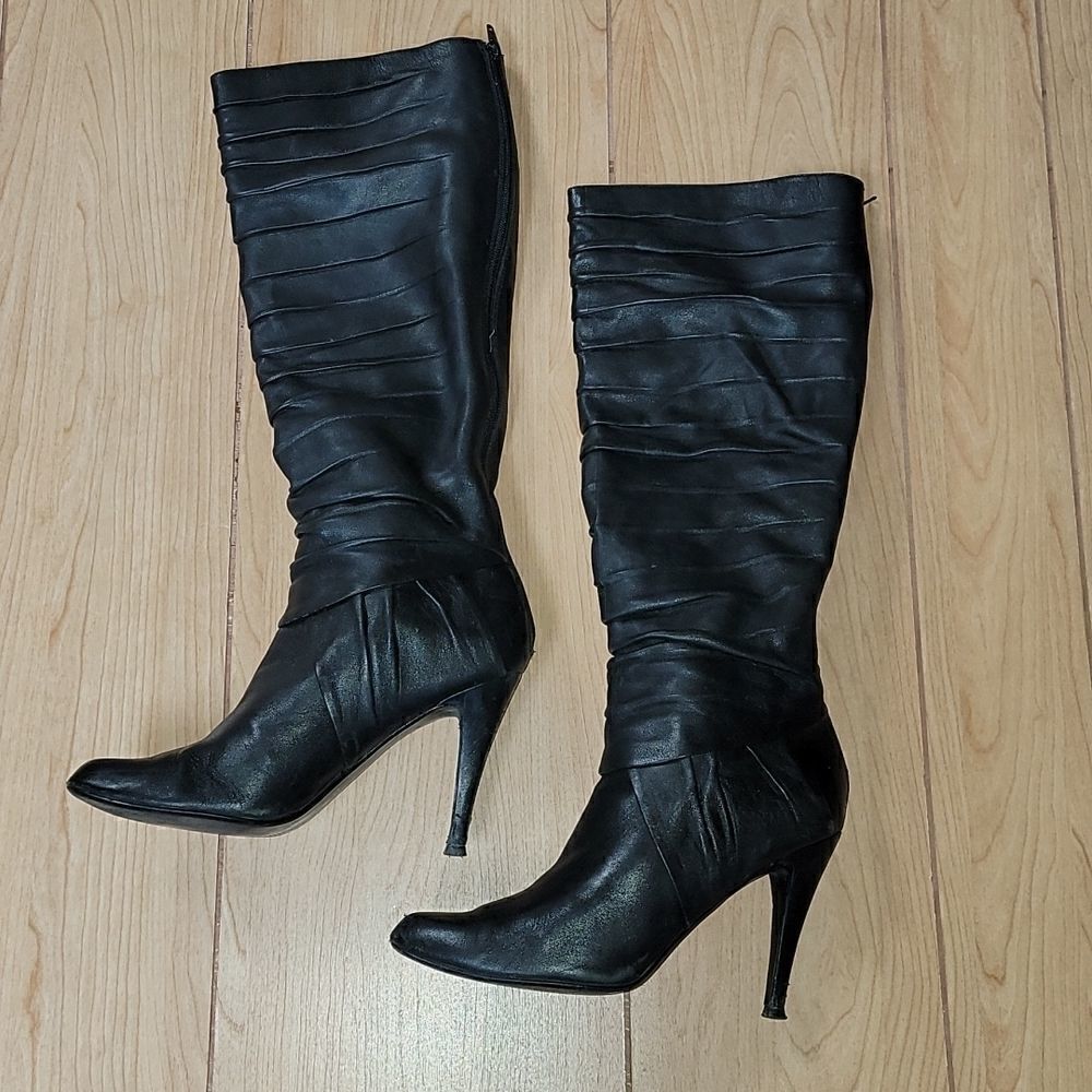 ALDO BLACK SLOUCH HIGH HEEL BOOTS, SIZE 40 (8.5) - Picture 6 of 15